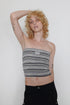 SUMMER KNIT BORDER TUBE TOP -BLACK MIX-